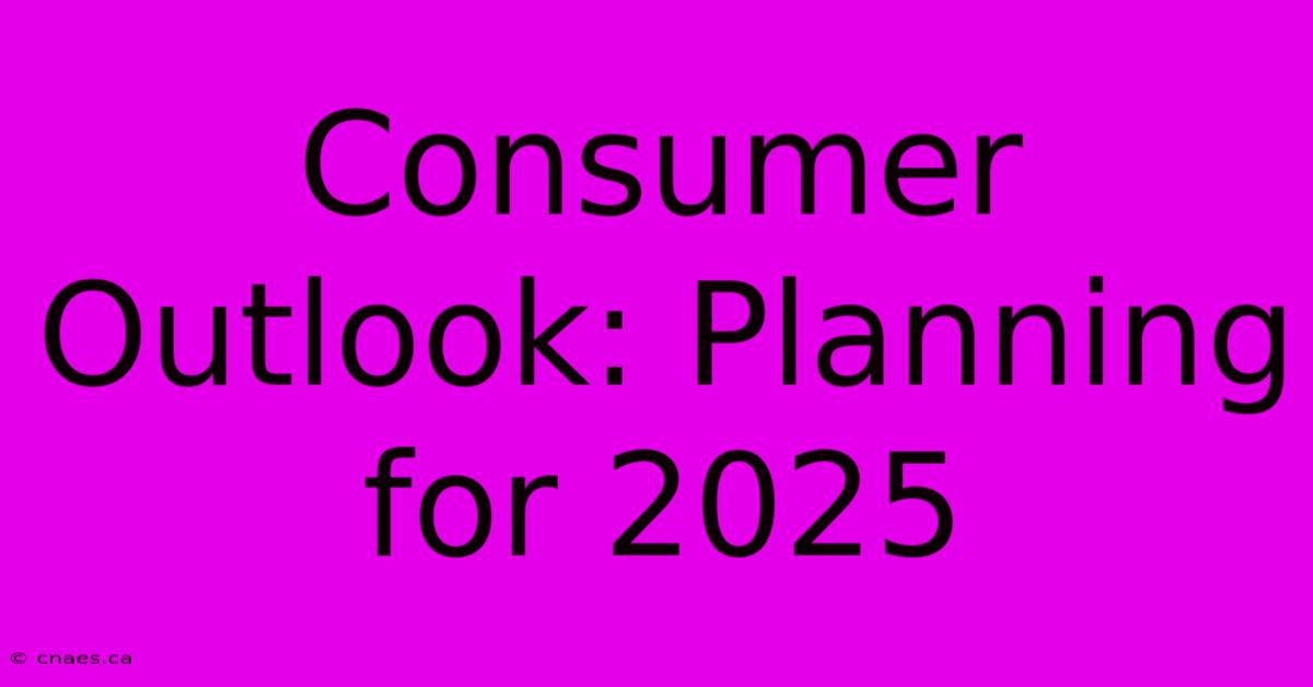 Consumer Outlook: Planning For 2025