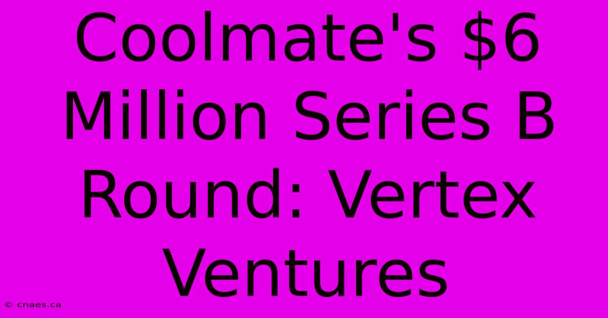 Coolmate's $6 Million Series B Round: Vertex Ventures