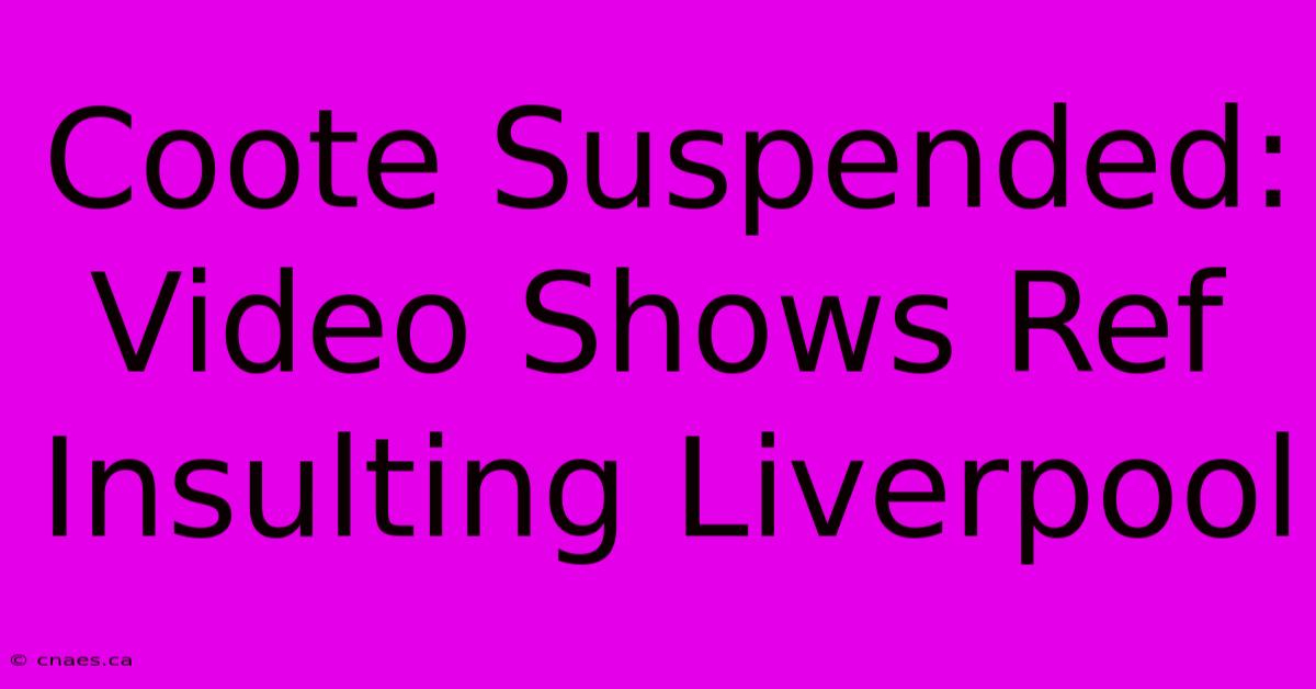 Coote Suspended: Video Shows Ref Insulting Liverpool