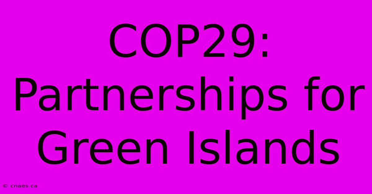 COP29: Partnerships For Green Islands