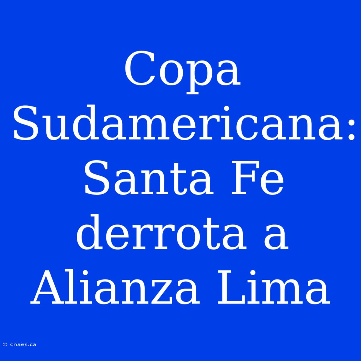 Copa Sudamericana: Santa Fe Derrota A Alianza Lima