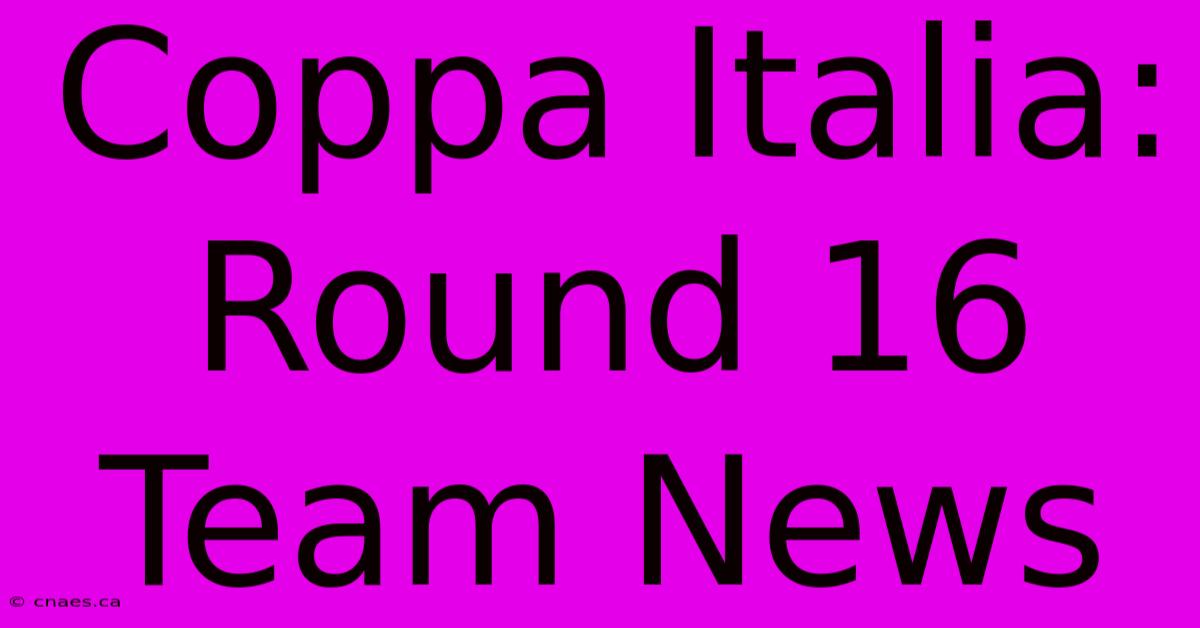 Coppa Italia: Round 16 Team News