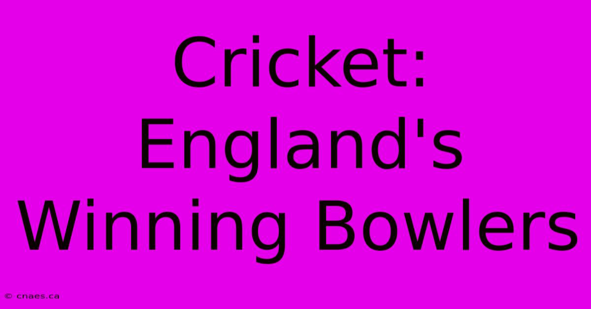 Cricket: England's Winning Bowlers