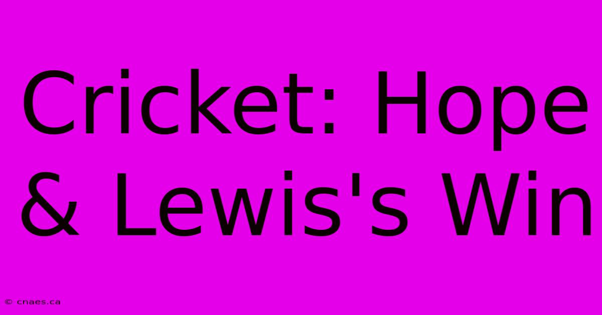 Cricket: Hope & Lewis's Win