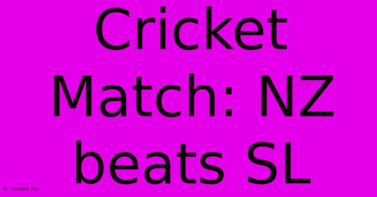 Cricket Match: NZ Beats SL