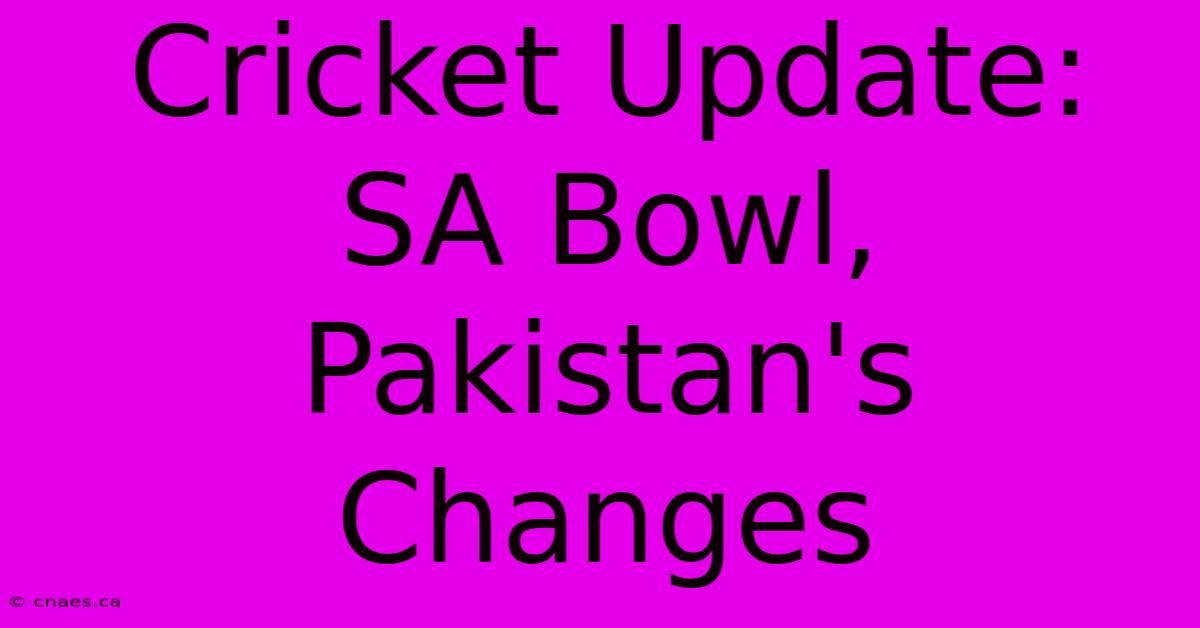 Cricket Update: SA Bowl, Pakistan's Changes