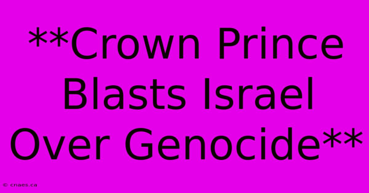 **Crown Prince Blasts Israel Over Genocide**