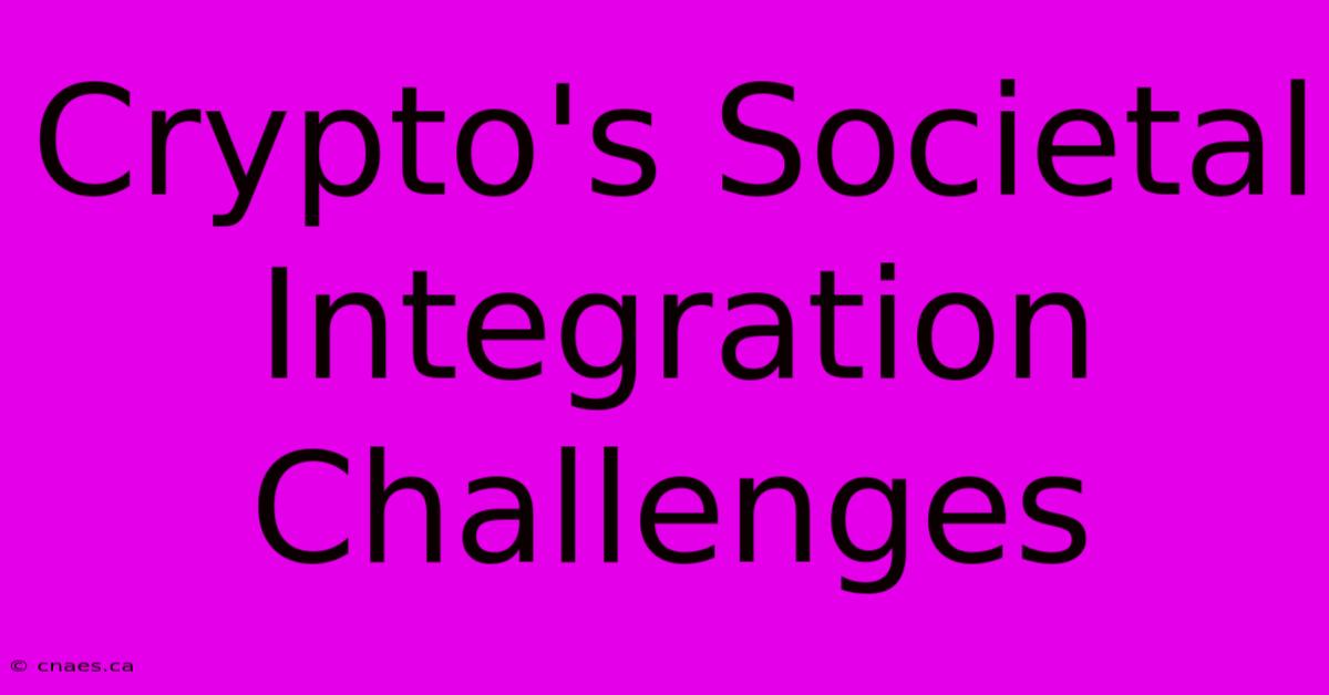 Crypto's Societal Integration Challenges