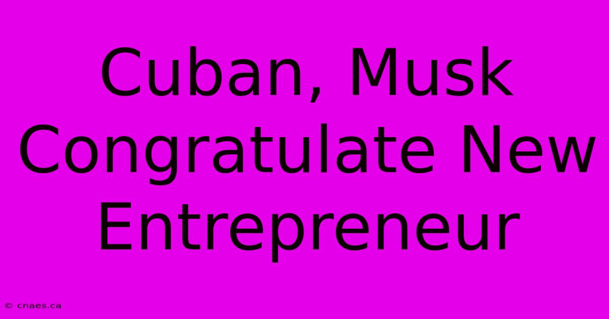 Cuban, Musk Congratulate New Entrepreneur