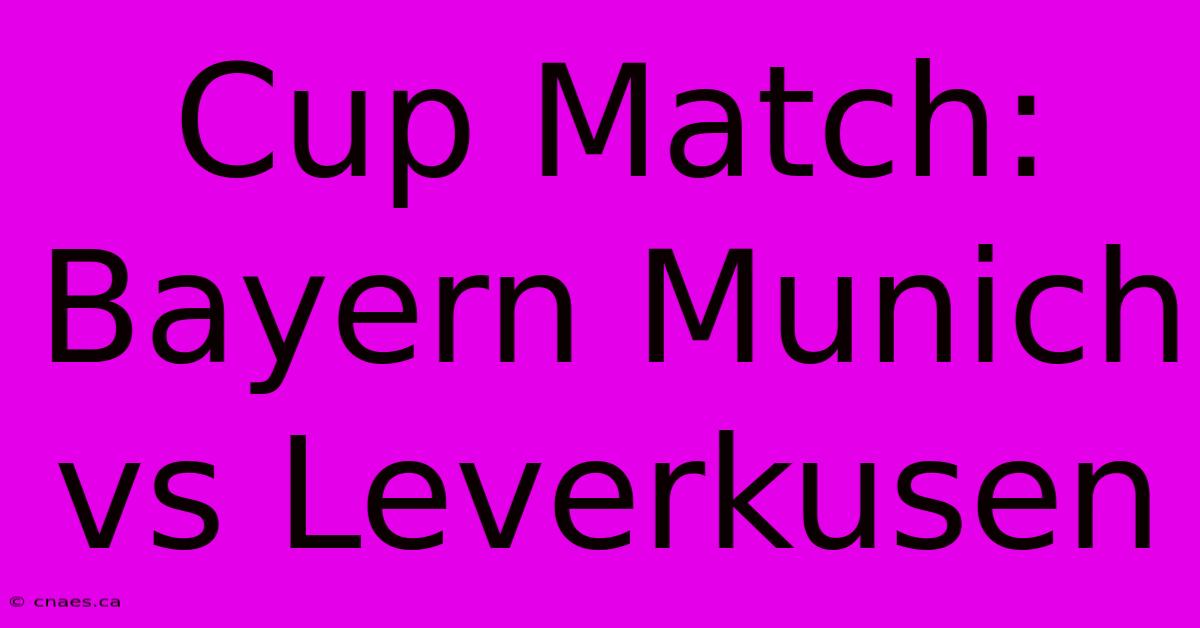 Cup Match: Bayern Munich Vs Leverkusen