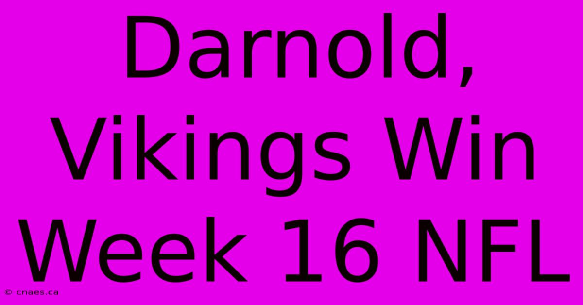 Darnold, Vikings Win Week 16 NFL