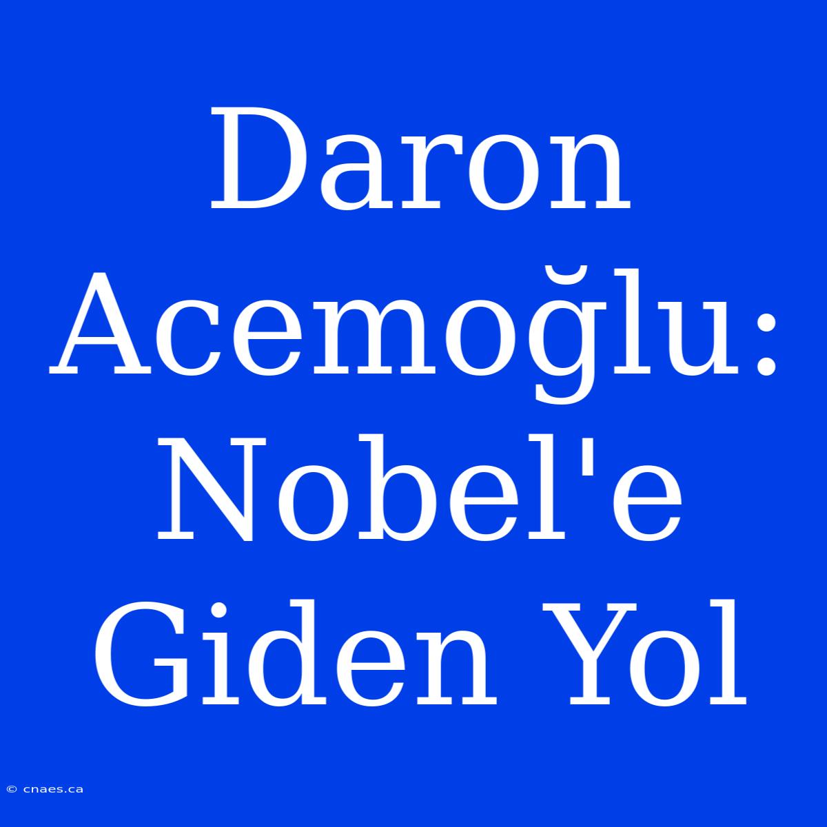 Daron Acemoğlu: Nobel'e Giden Yol