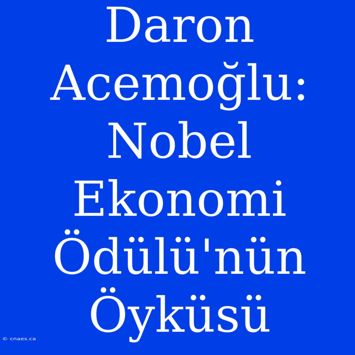 Daron Acemoğlu: Nobel Ekonomi Ödülü'nün Öyküsü