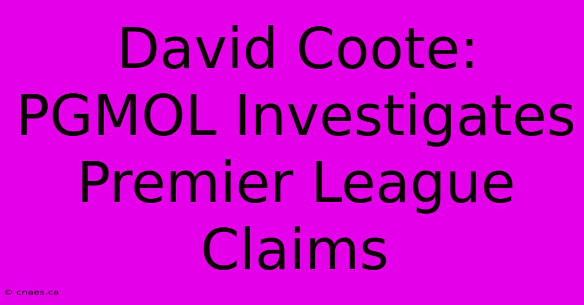 David Coote: PGMOL Investigates Premier League Claims