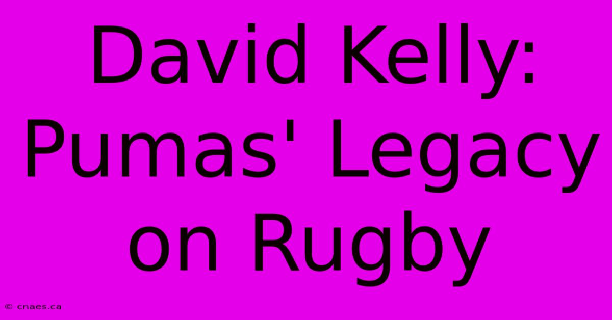 David Kelly: Pumas' Legacy On Rugby