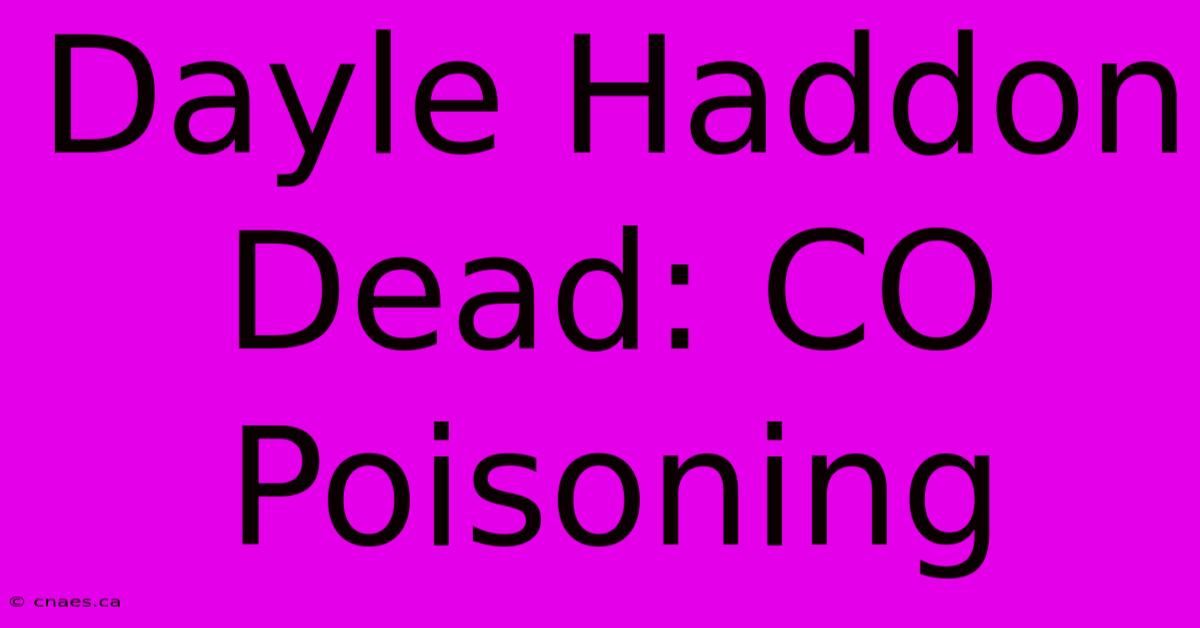 Dayle Haddon Dead: CO Poisoning