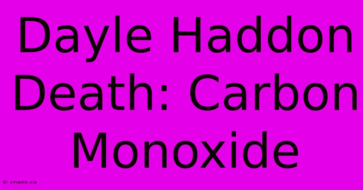 Dayle Haddon Death: Carbon Monoxide