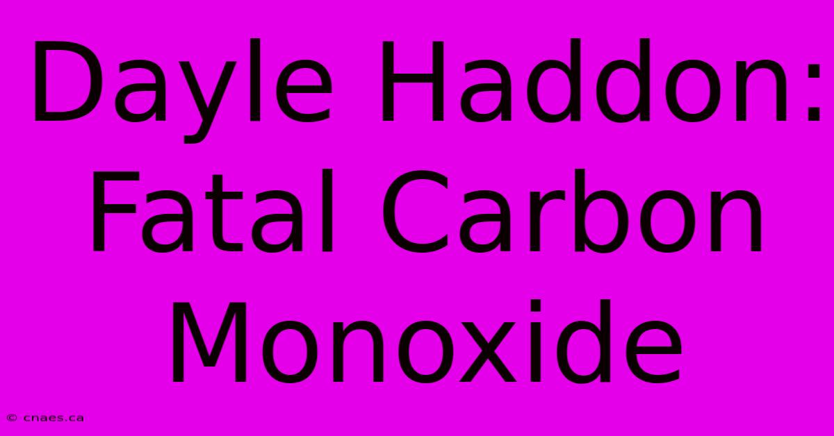 Dayle Haddon: Fatal Carbon Monoxide