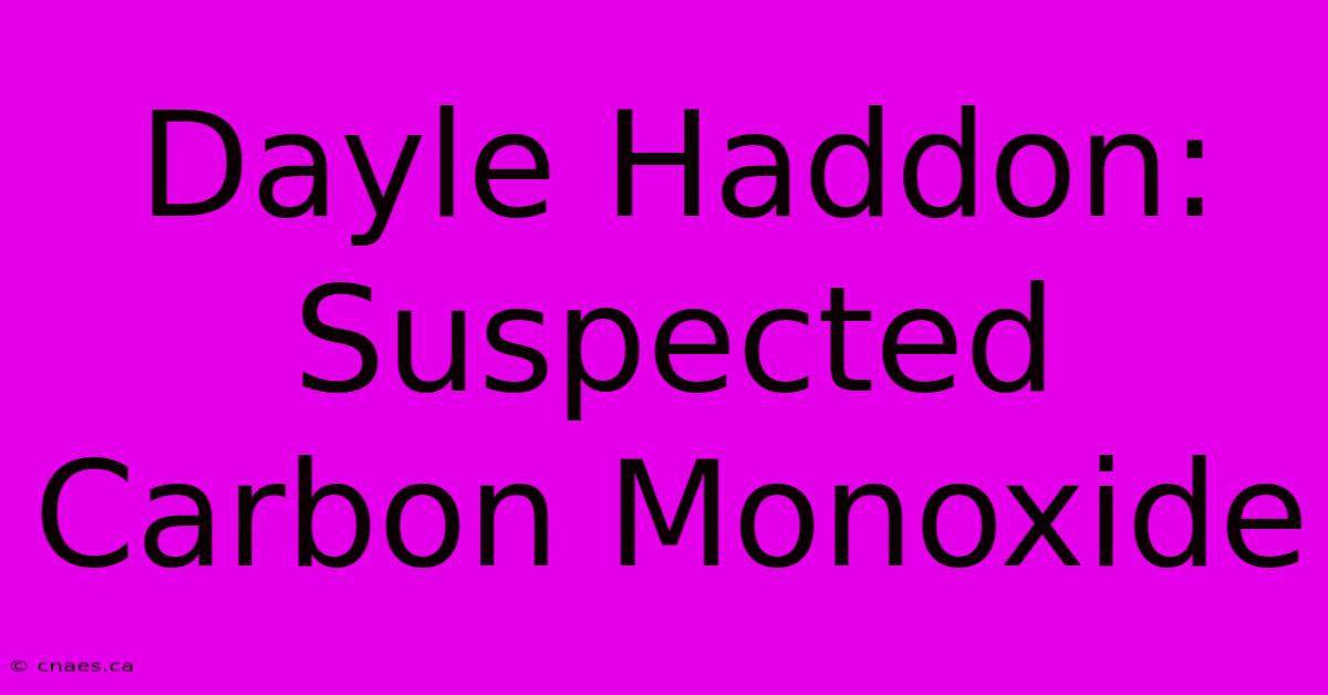 Dayle Haddon: Suspected Carbon Monoxide