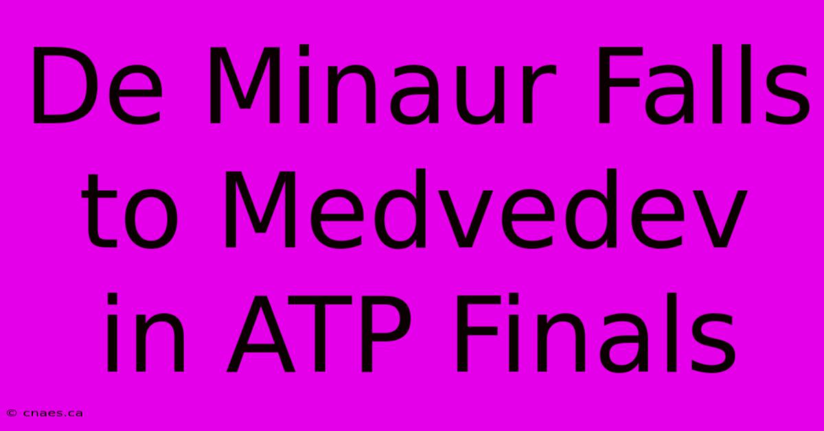 De Minaur Falls To Medvedev In ATP Finals 