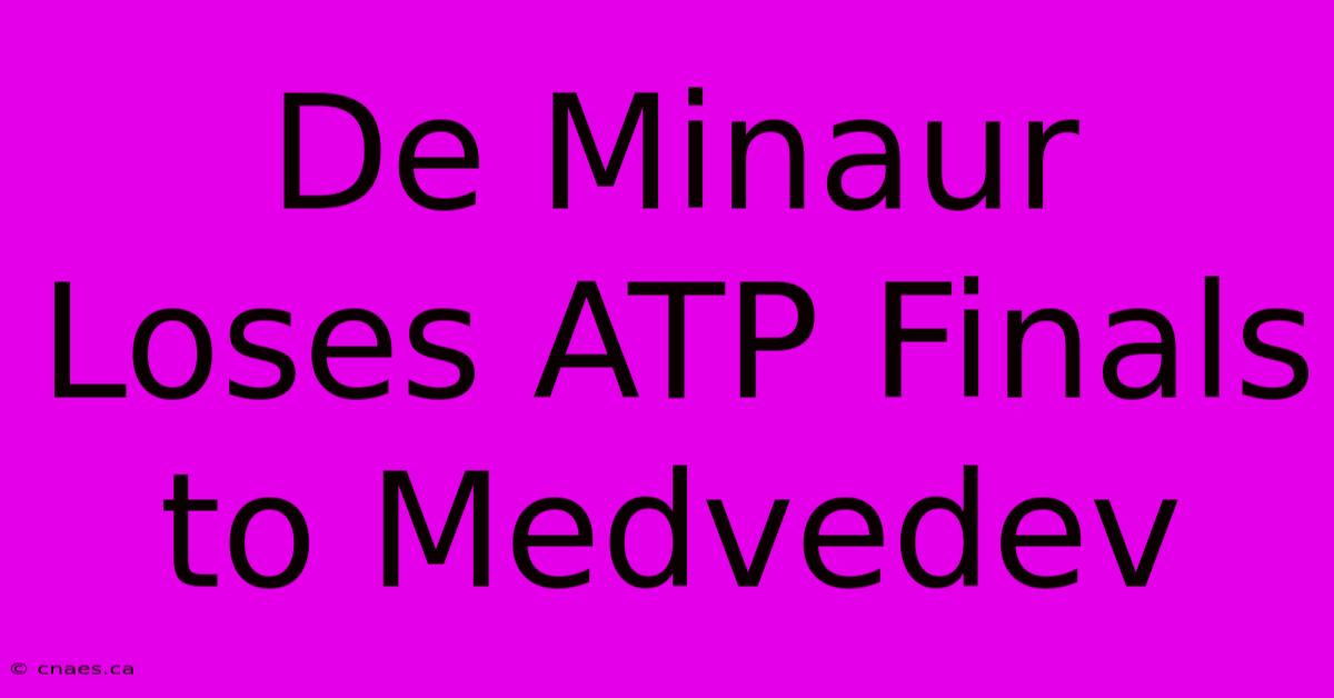 De Minaur Loses ATP Finals To Medvedev