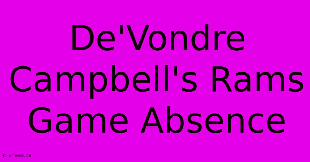 De'Vondre Campbell's Rams Game Absence