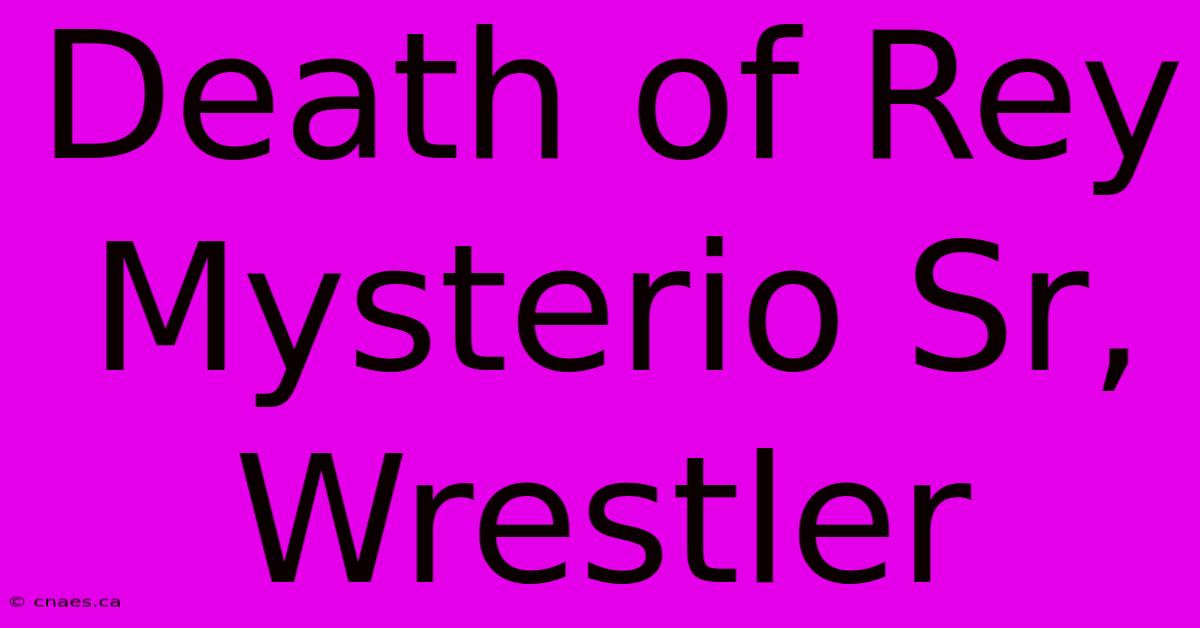 Death Of Rey Mysterio Sr, Wrestler