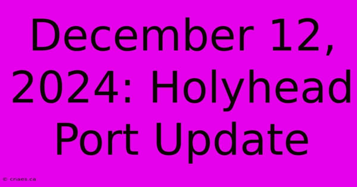 December 12, 2024: Holyhead Port Update