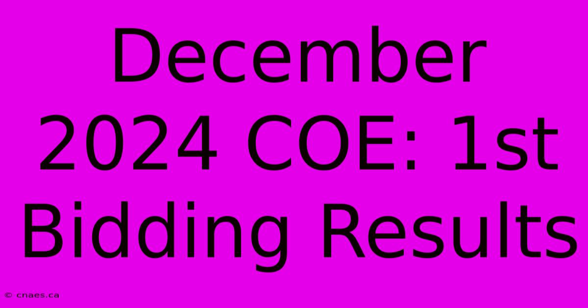 December 2024 COE: 1st Bidding Results