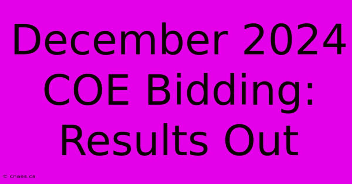 December 2024 COE Bidding: Results Out