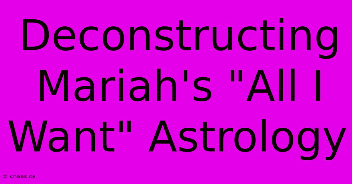 Deconstructing Mariah's 