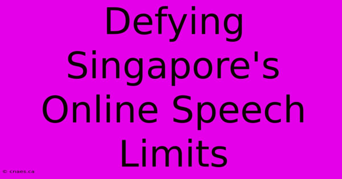 Defying Singapore's Online Speech Limits