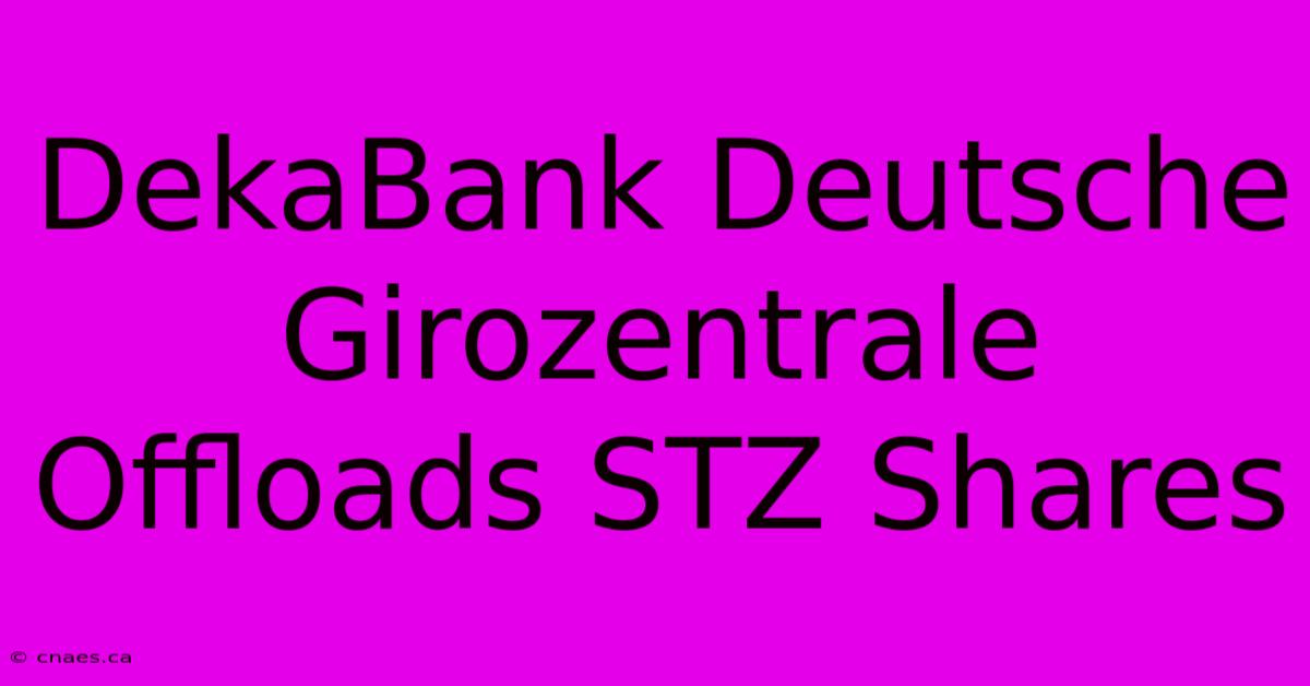 DekaBank Deutsche Girozentrale Offloads STZ Shares