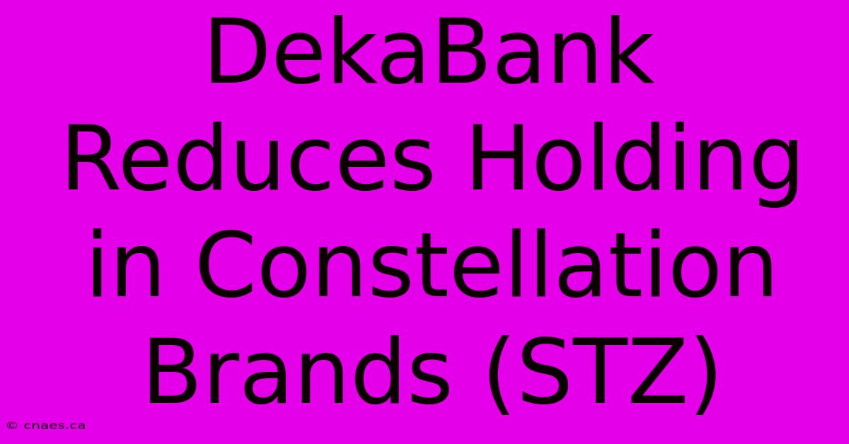 DekaBank Reduces Holding In Constellation Brands (STZ) 