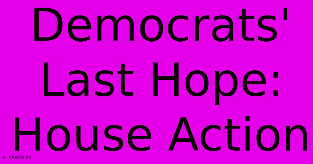 Democrats' Last Hope: House Action