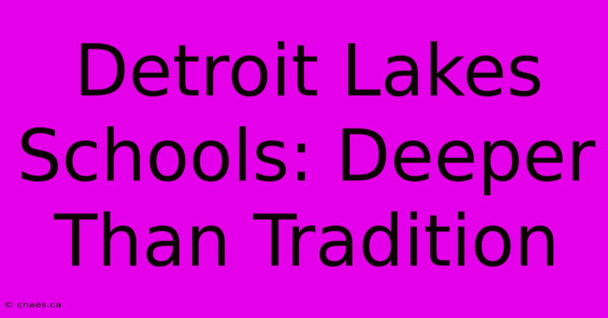 Detroit Lakes Schools: Deeper Than Tradition 