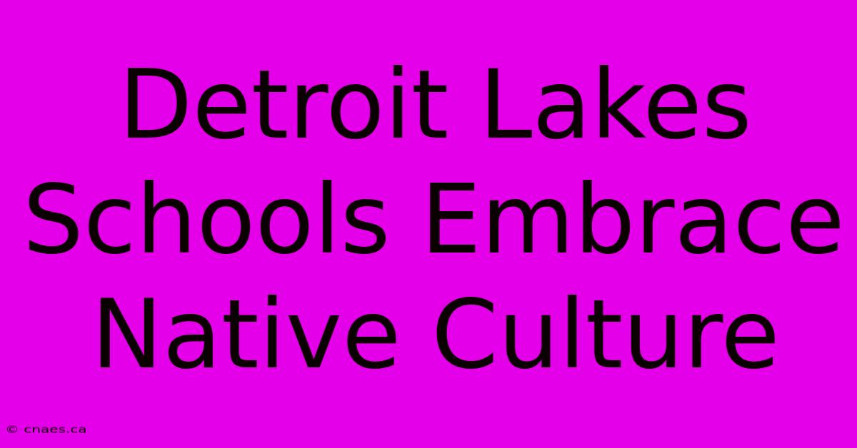 Detroit Lakes Schools Embrace Native Culture