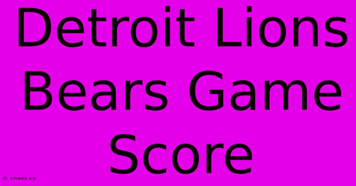 Detroit Lions Bears Game Score