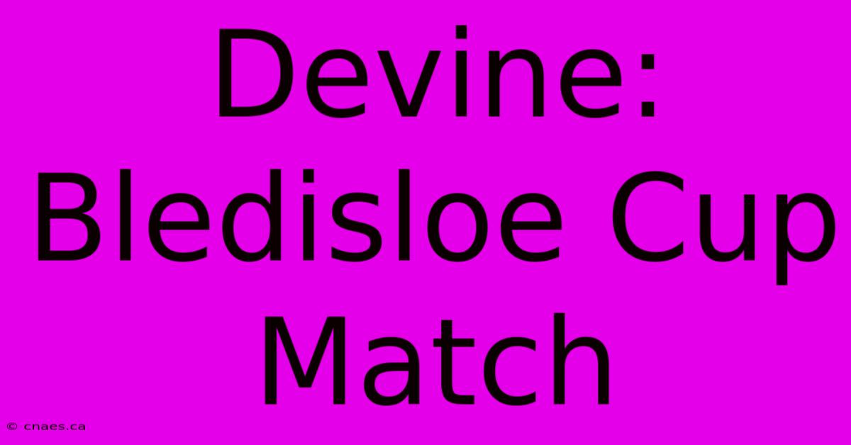 Devine: Bledisloe Cup Match