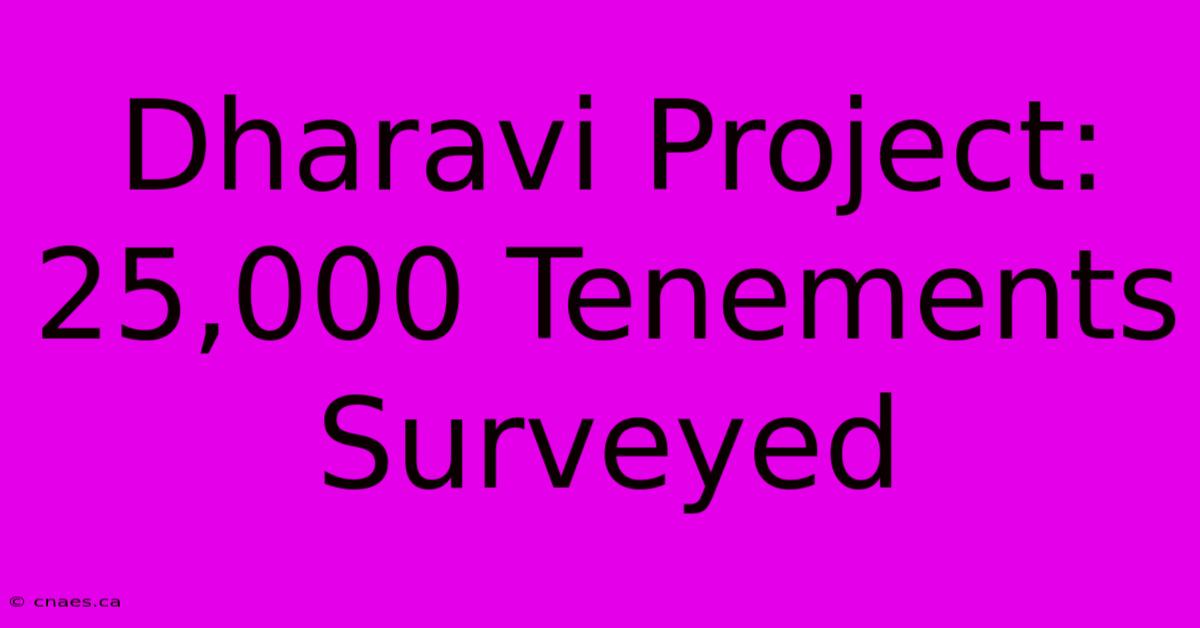 Dharavi Project: 25,000 Tenements Surveyed