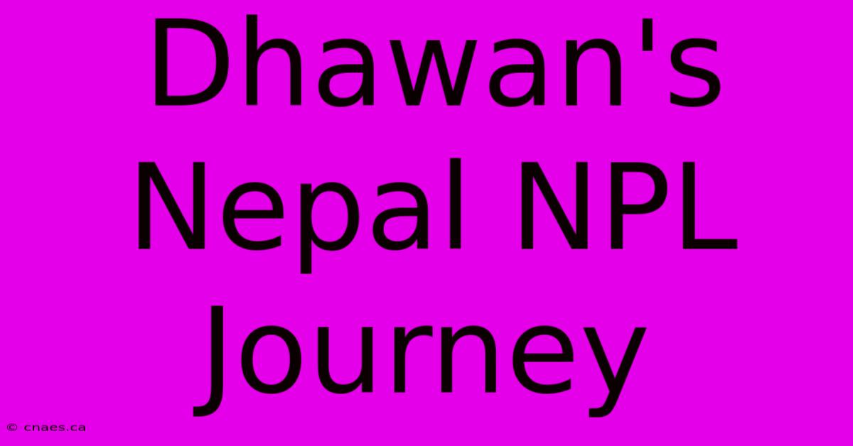 Dhawan's Nepal NPL Journey