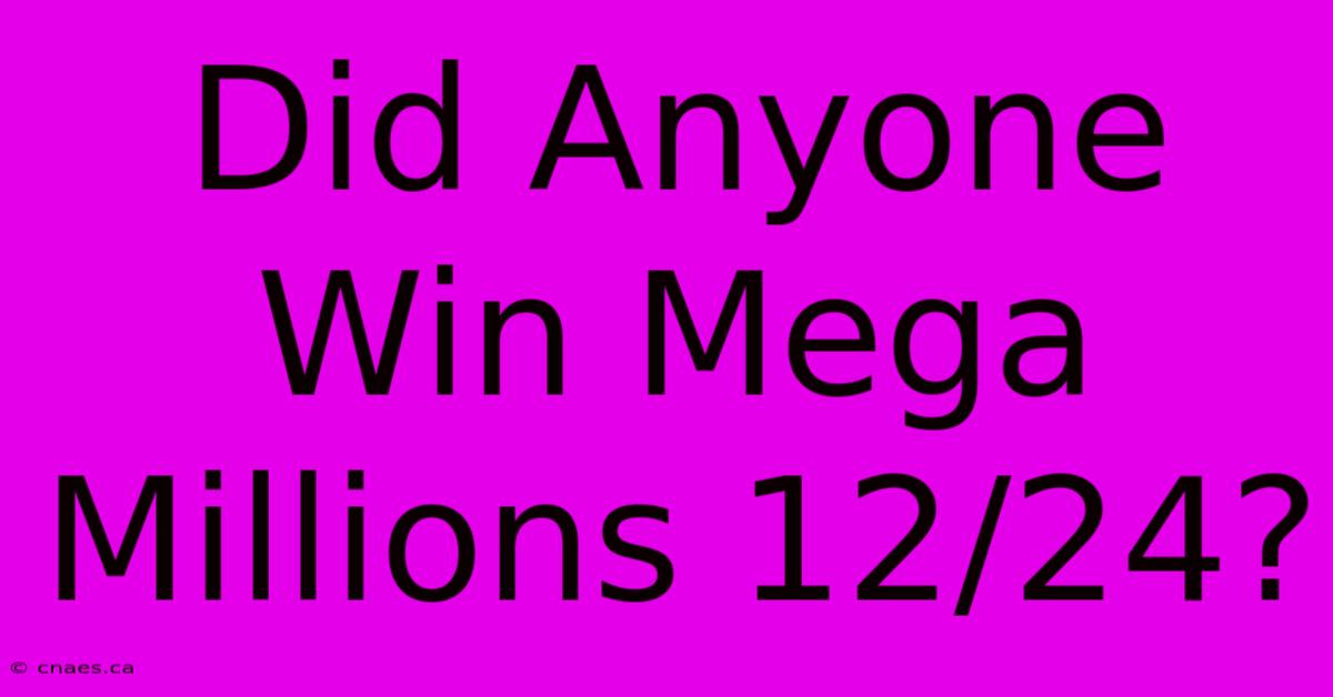 Did Anyone Win Mega Millions 12/24?