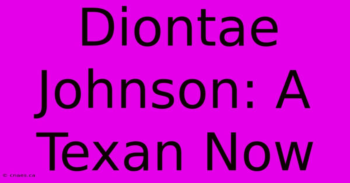 Diontae Johnson: A Texan Now