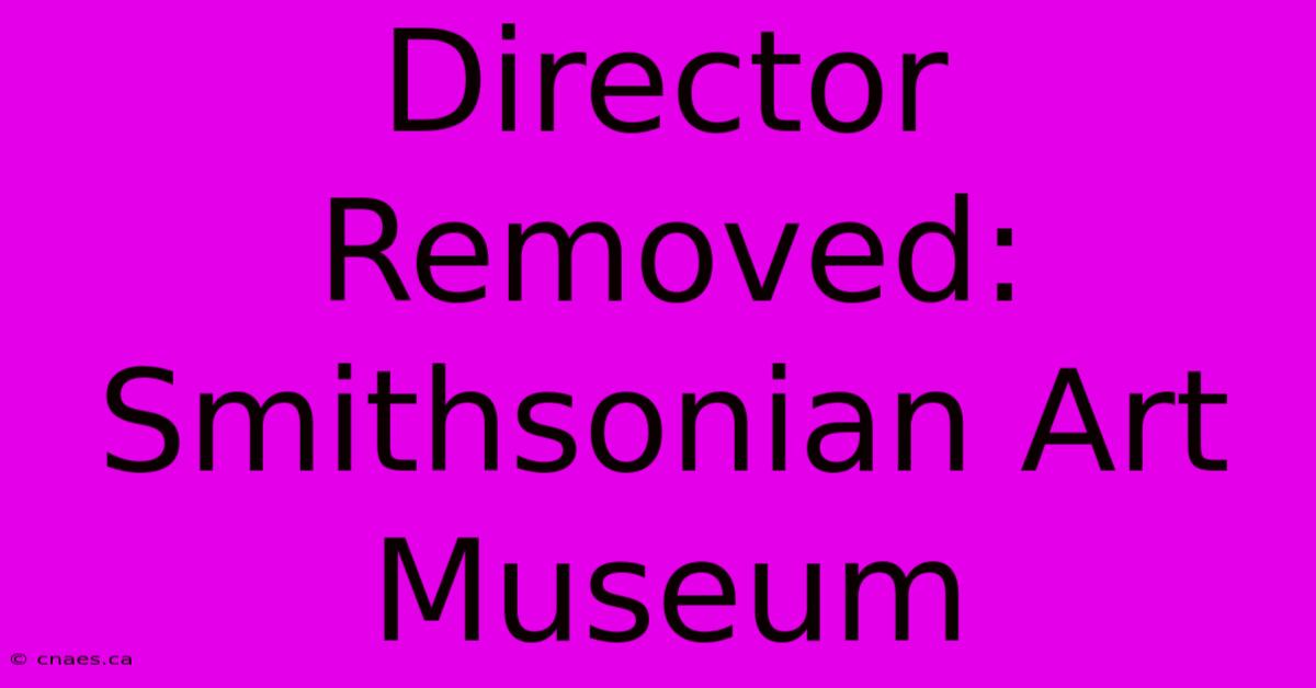 Director Removed: Smithsonian Art Museum