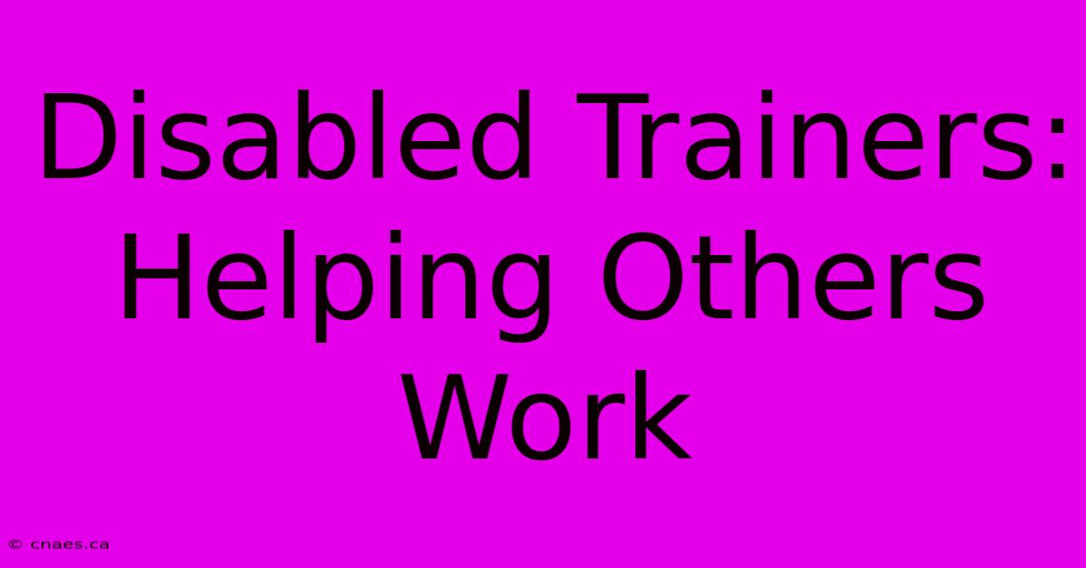 Disabled Trainers: Helping Others Work