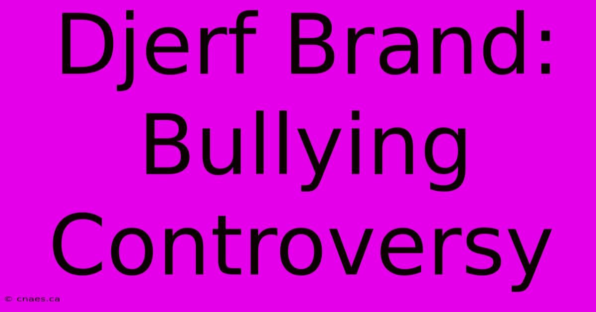 Djerf Brand: Bullying Controversy