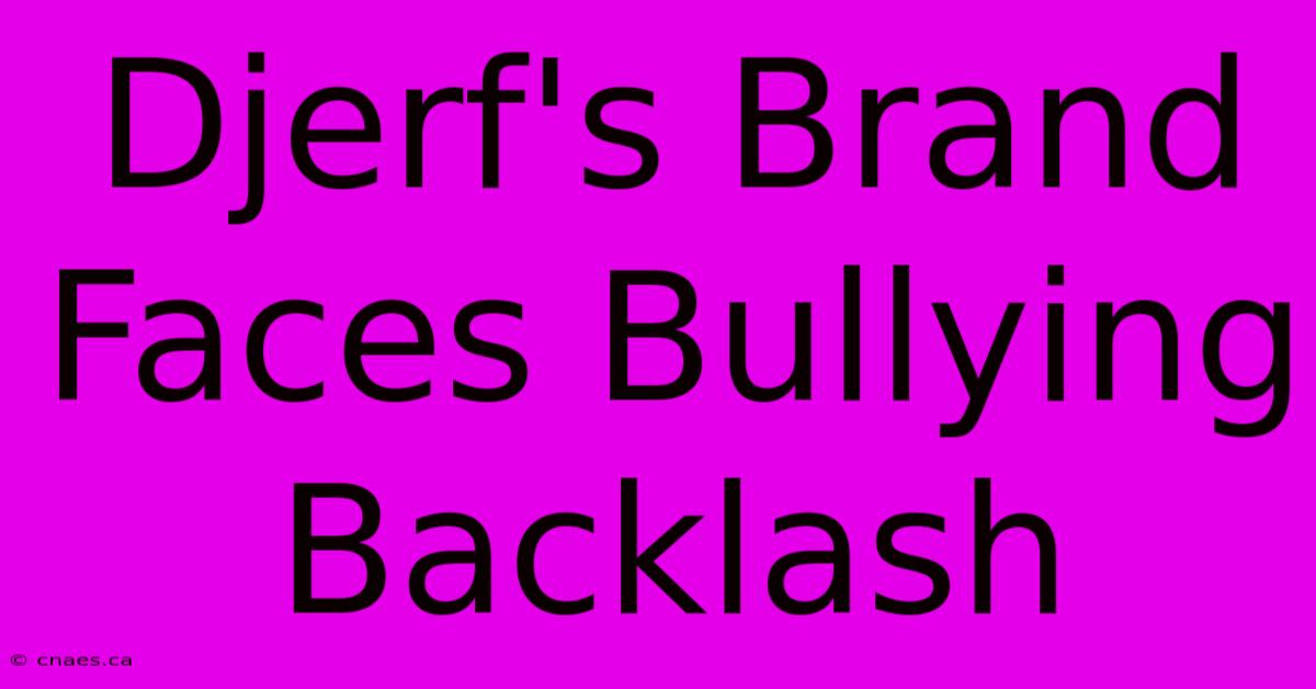 Djerf's Brand Faces Bullying Backlash