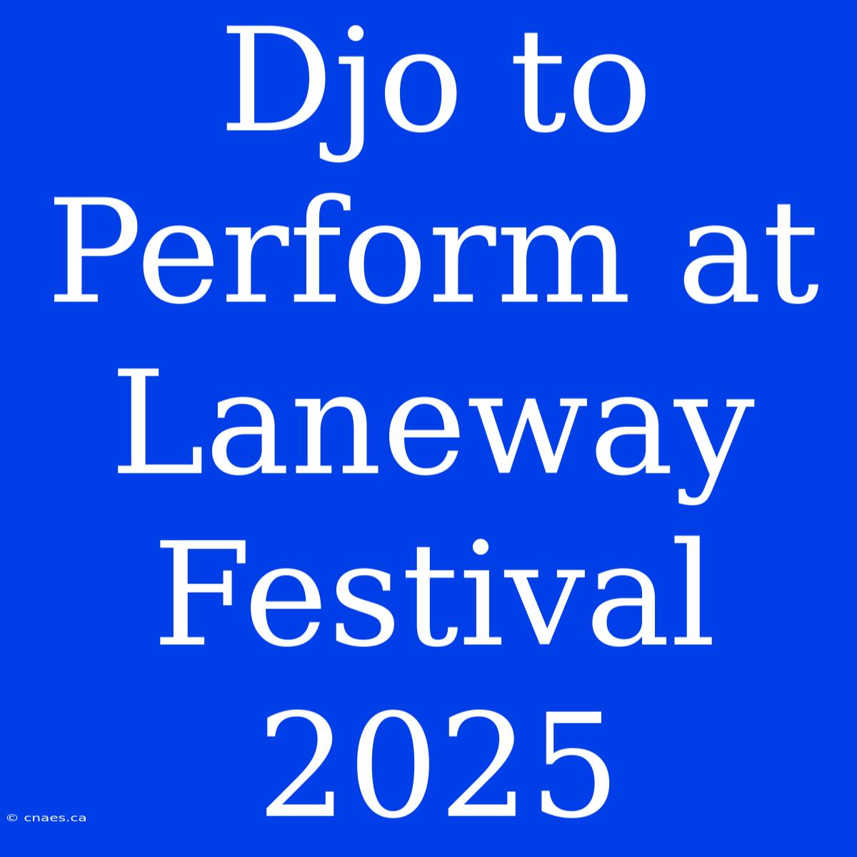 Djo To Perform At Laneway Festival 2025