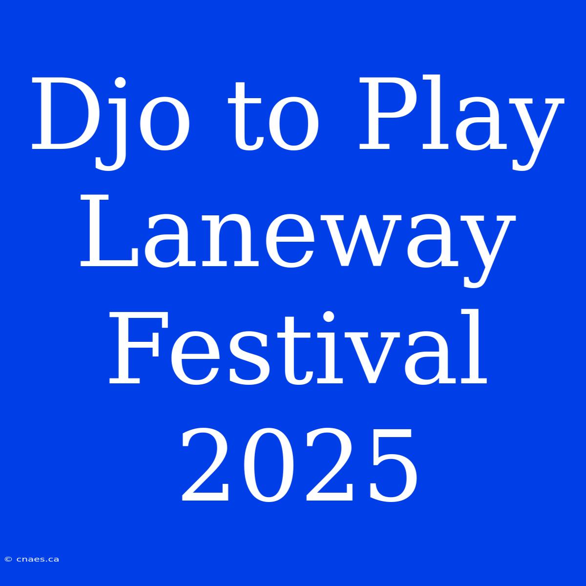 Djo To Play Laneway Festival 2025