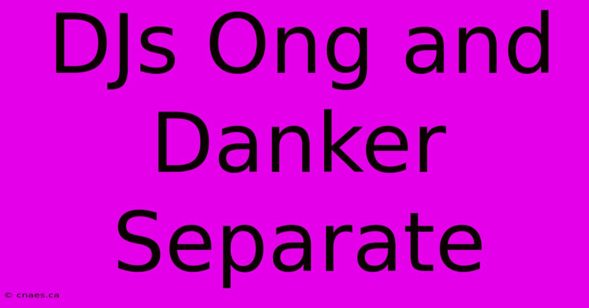 DJs Ong And Danker Separate